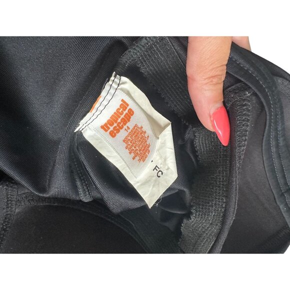 TROPICAL ESCAPE Black Sweetheart Ruched One Piece Bathing Suit Swimsuit Size 14 - Picture 6 of 6